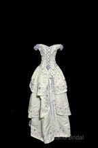 Aesthetic Ball Gown Off The Shoulder White Formal Prom Dresses Ruffle Long Party Dresses