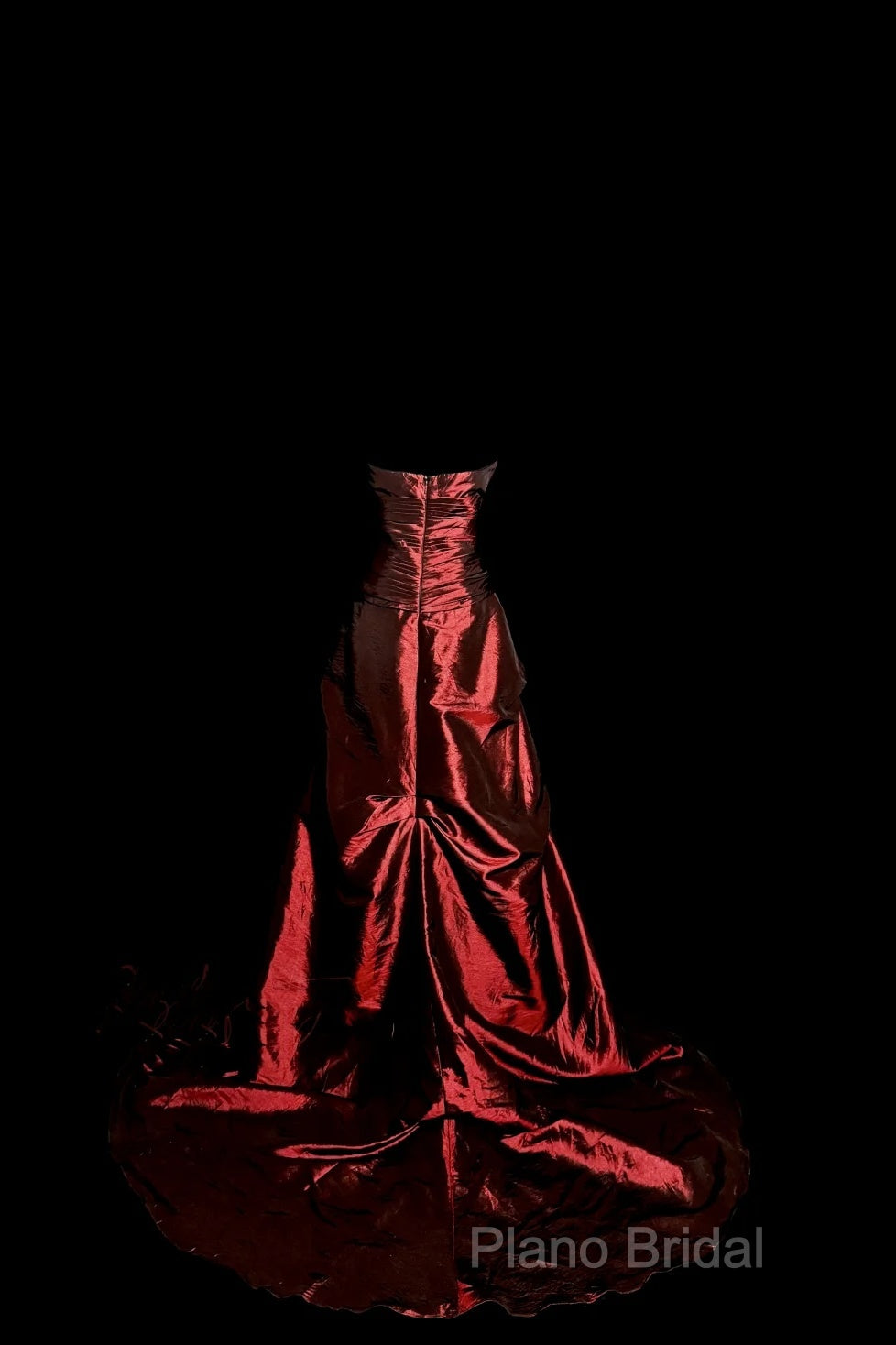 Aesthetic Ball Gown Strapless Burgundy Taffeta Formal Prom Dresses Ruffle Long Party Dresses