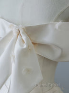 Aesthetic Ball Gown Strapless Ivory Satin Long Wedding Dresses Brides Dresses