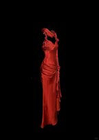 Aesthetic Mermaid Halter Neckline Red Satin Formal Prom Dresses Ruffle Long Party Dresses