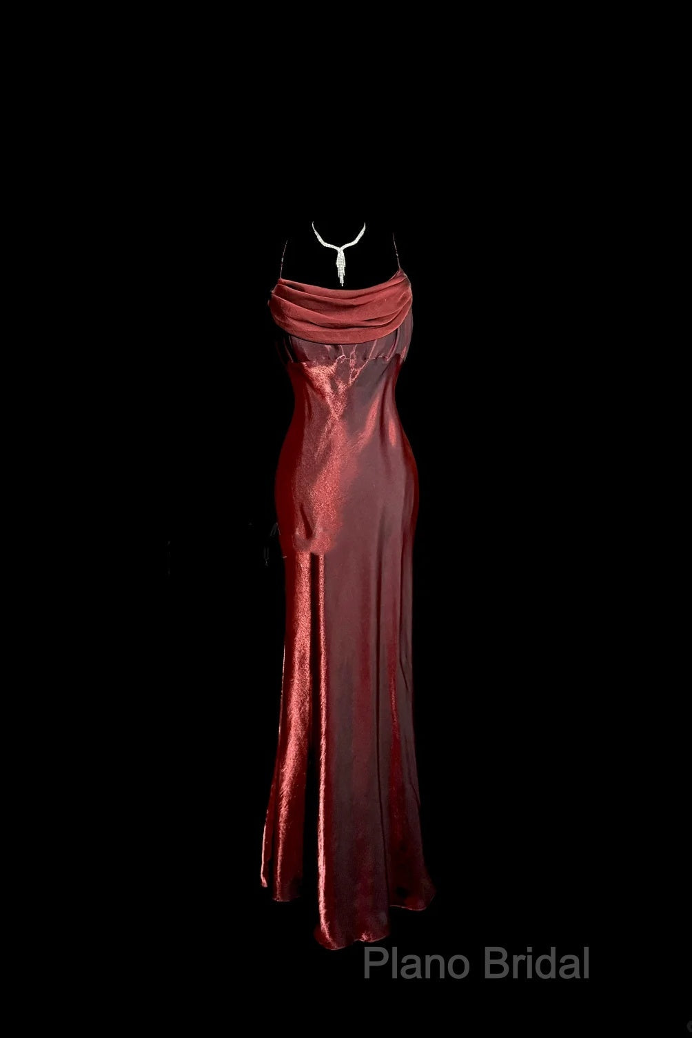 Aesthetic Mermaid Spaghetti Straps Burgundy Formal Prom Dresses Ruffle Long Party Dresses Secondary image