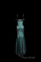 Aesthetic Mermaid Spaghetti Straps Green Formal Prom Dresses Long Party Dresses