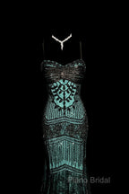 Aesthetic Mermaid Spaghetti Straps Green Formal Prom Dresses Long Party Dresses