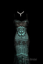 Aesthetic Mermaid Spaghetti Straps Green Formal Prom Dresses Long Party Dresses
