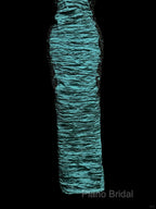 Aesthetic Mermaid Square Neckline Blue Taffeta Formal Prom Dresses Ruffle Long Party Dresses