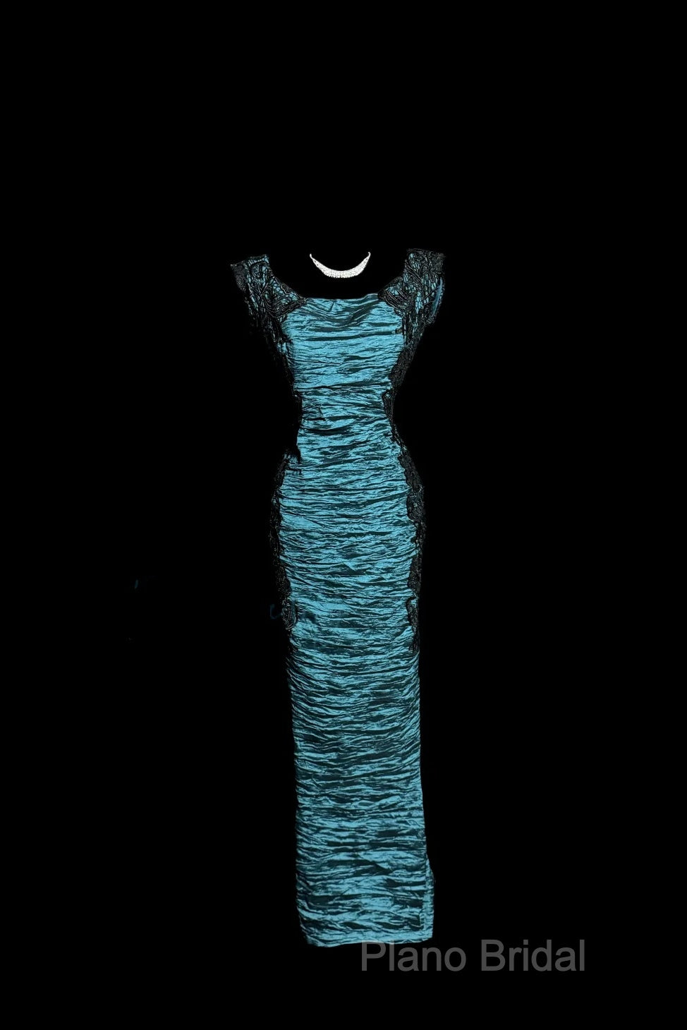 Aesthetic Mermaid Square Neckline Blue Taffeta Formal Prom Dresses Ruffle Long Party Dresses