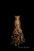 Aesthetic Mermaid Strapless Neckline Brown Taffeta Formal Prom Dresses Ruffle Long Party Dresses