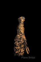 Aesthetic Mermaid Strapless Neckline Brown Taffeta Formal Prom Dresses Ruffle Long Party Dresses