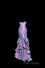 Aesthetic Mermaid Strapless Neckline Grape Taffeta Formal Prom Dresses Ruffle Long Party Dresses