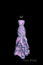 Aesthetic Mermaid Strapless Neckline Grape Taffeta Formal Prom Dresses Ruffle Long Party Dresses