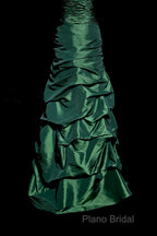 Aesthetic Mermaid Sweetheart Neckline Green Taffeta Formal Prom Dresses Ruffle Long Party Dresses