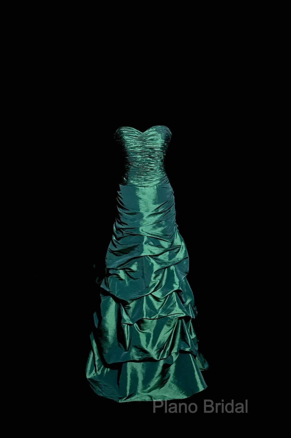Aesthetic Mermaid Sweetheart Neckline Green Taffeta Formal Prom Dresses Ruffle Long Party Dresses