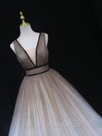 Aline V Neck Tulle Long Formal Prom Dresses Tulle Long Formal Graduation Dresses