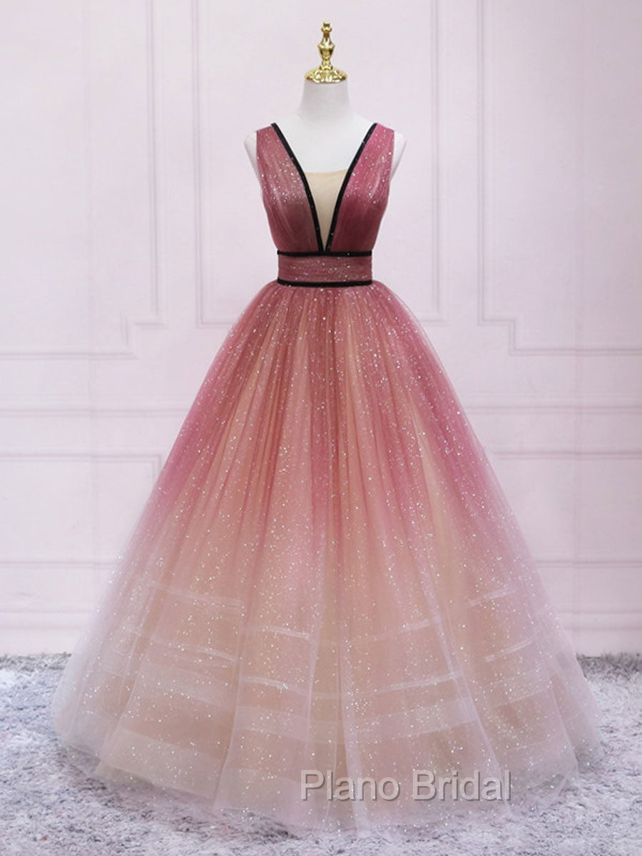 Aline V Neck Tulle Long Formal Prom Dresses Tulle Long Formal Graduation Dresses