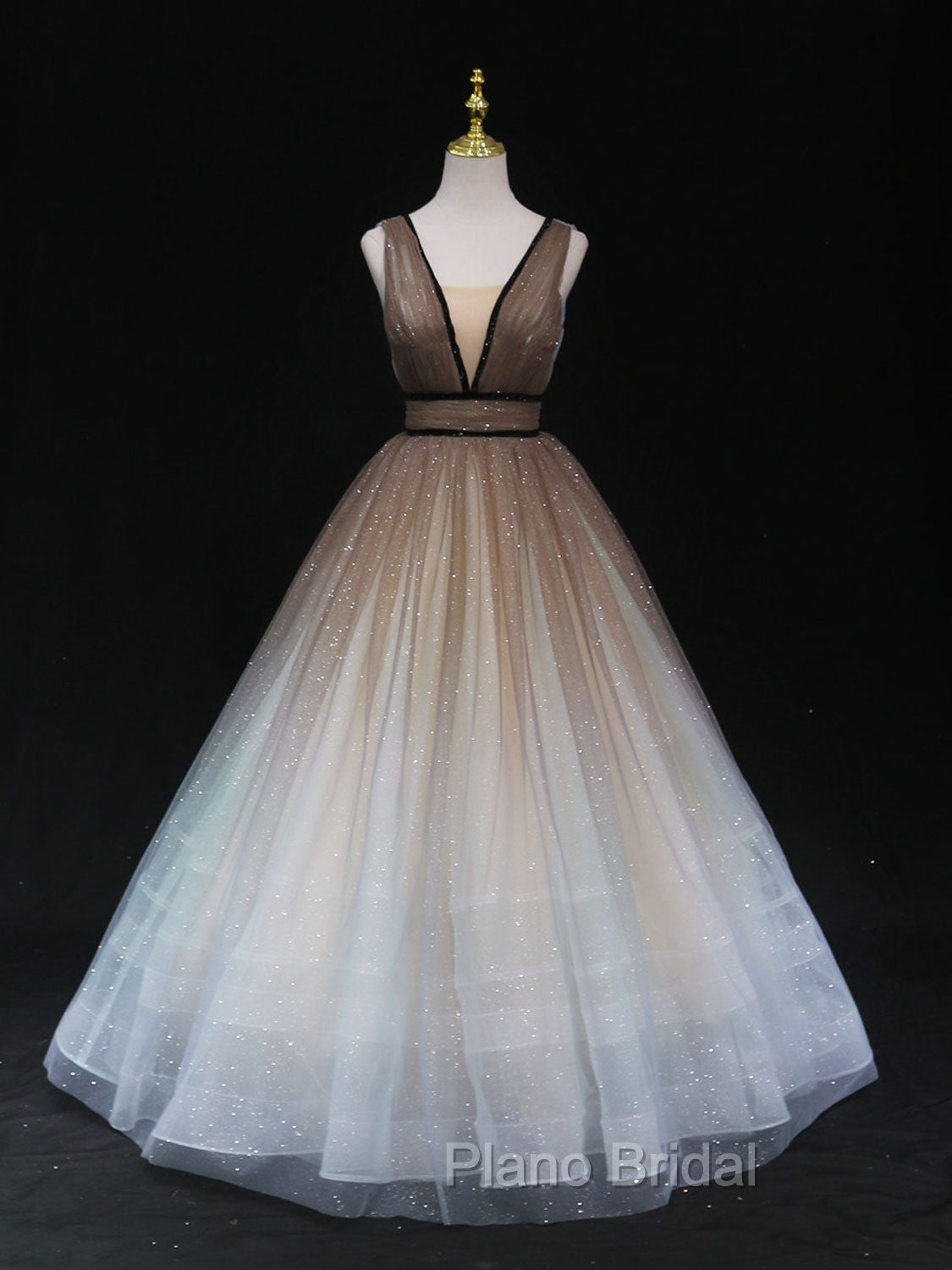 Aline V Neck Tulle Long Formal Prom Dresses Tulle Long Formal Graduation Dresses Secondary image
