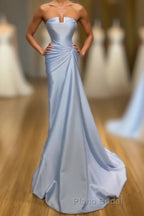 Amazing Long Blue Mermaid Graduation Dresses Fabulous Sleeveless Formal Prom Dresses