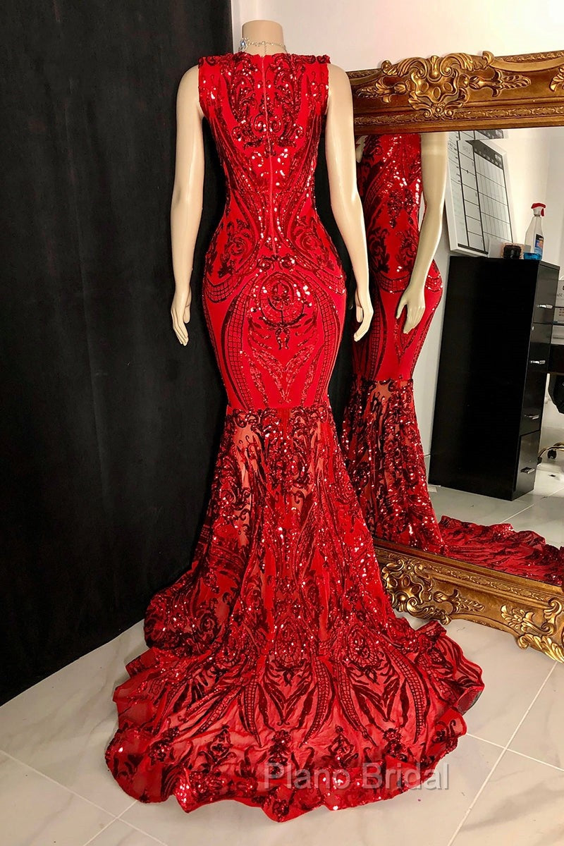 Amazing Sequins Mermaid Formal Prom Dresses Sleeveless V-Neck Online