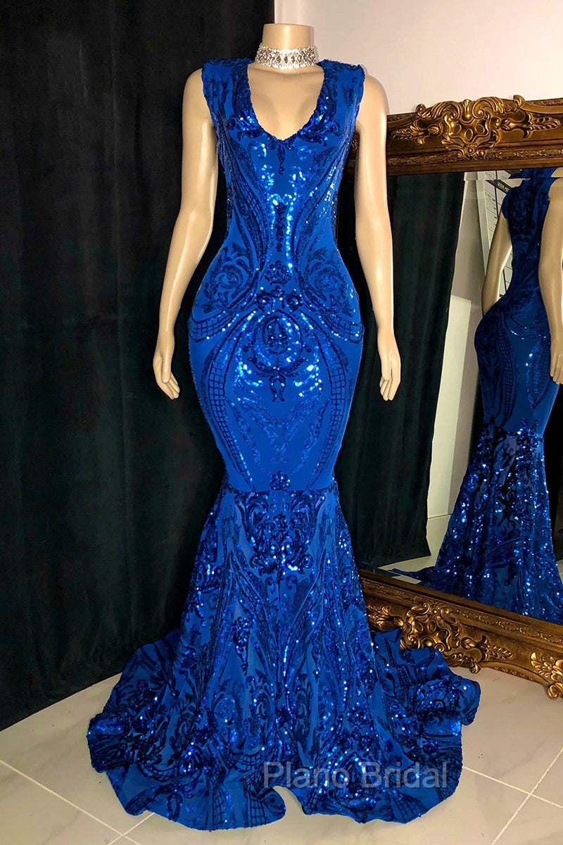 Amazing Sequins Mermaid Formal Prom Dresses Sleeveless V-Neck Online