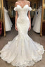 Amazing Sweetheart Mermaid White Wedding Dress Off the shoulder Lace Bridal Gowns Online