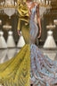 Amazing V-Neck One Shoulder Long Sleeve Long Mermaid Formal Prom Dress