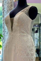 Appliques Sheer Straps Open Back Mermaid Long Wedding Dresses