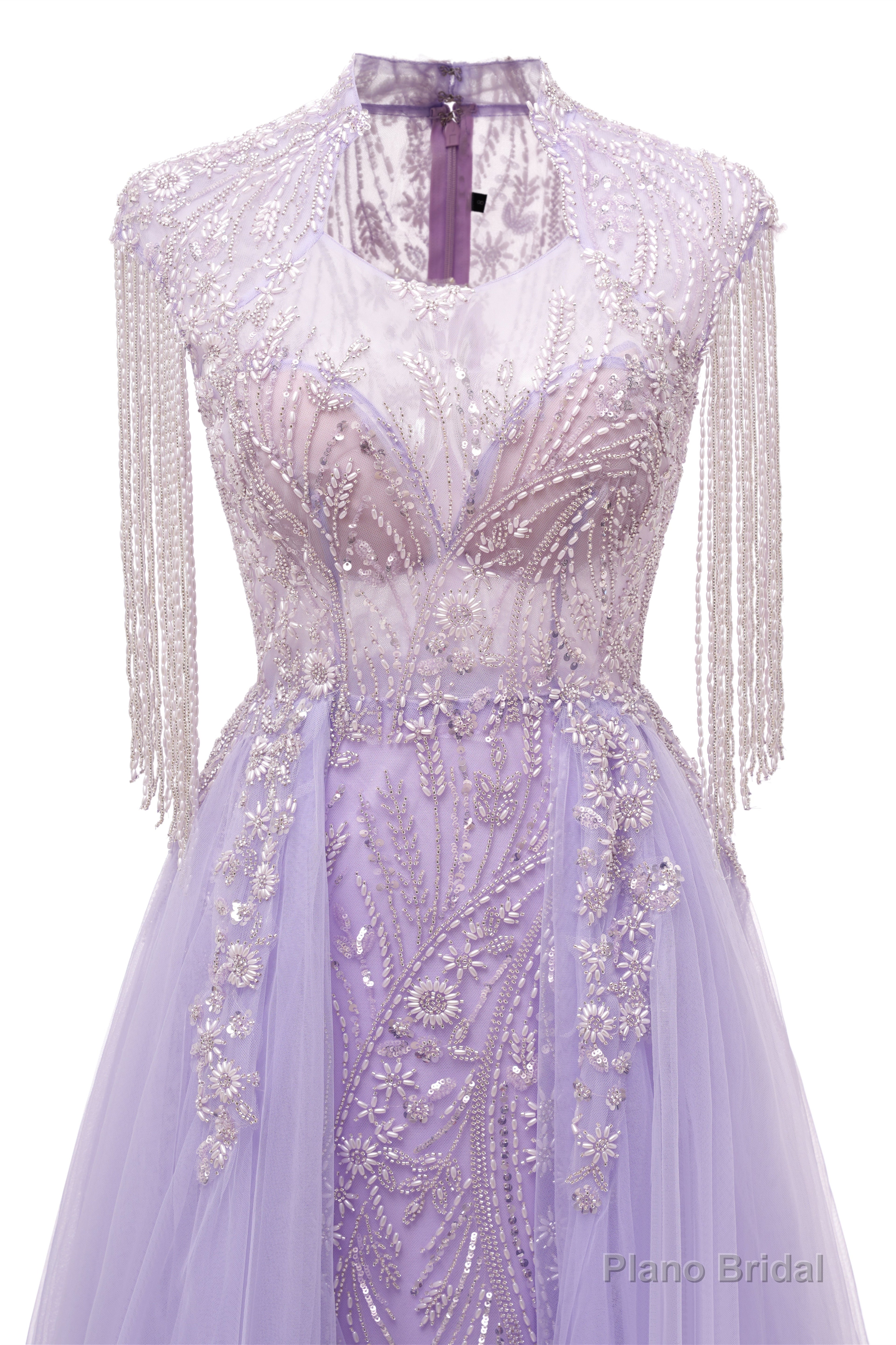 Arabic Purple Elegant A Line Beaded Tassel Luxury Dubai Evening Dresses Gowns For Women