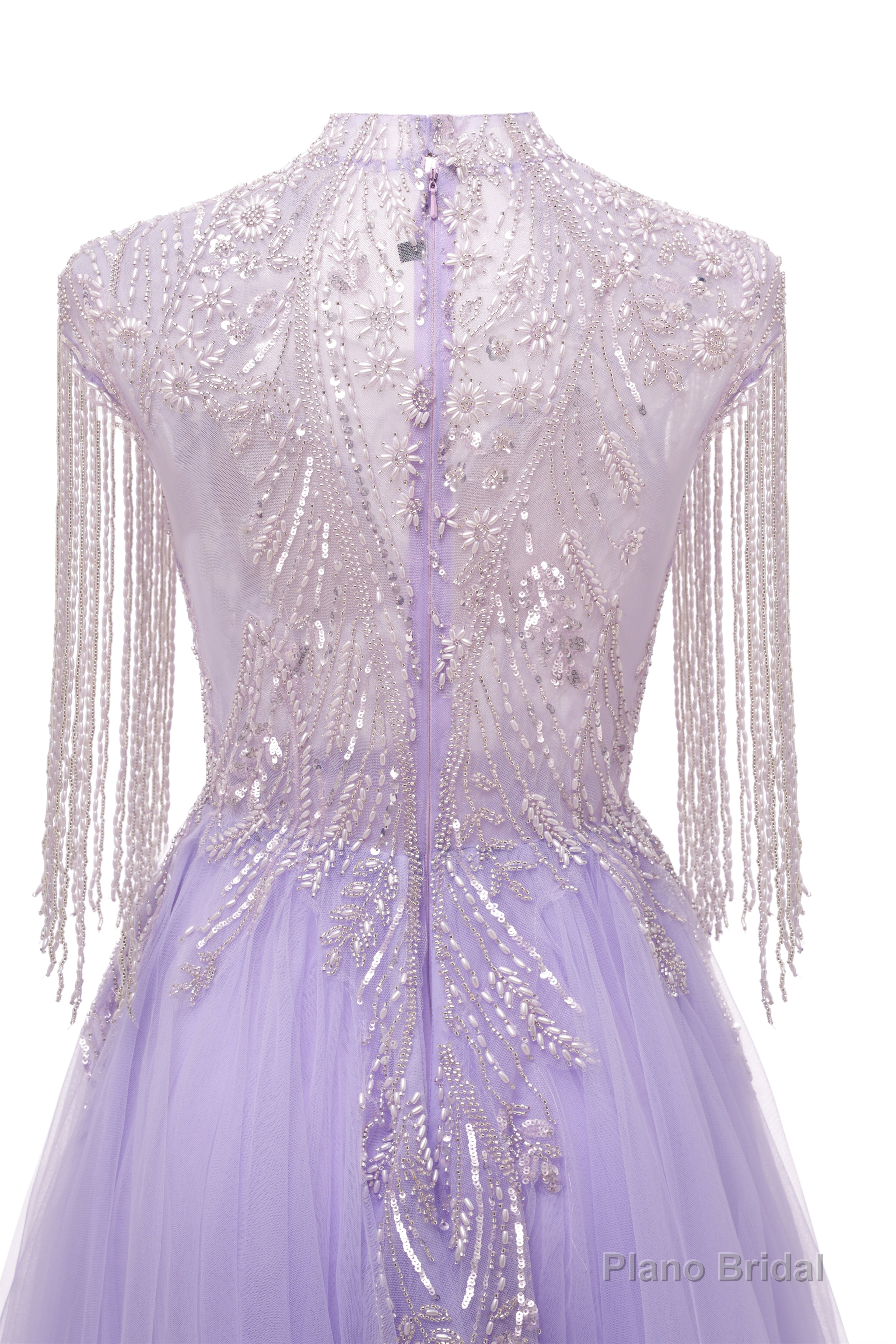 Arabic Purple Elegant A Line Beaded Tassel Luxury Dubai Evening Dresses Gowns For Women