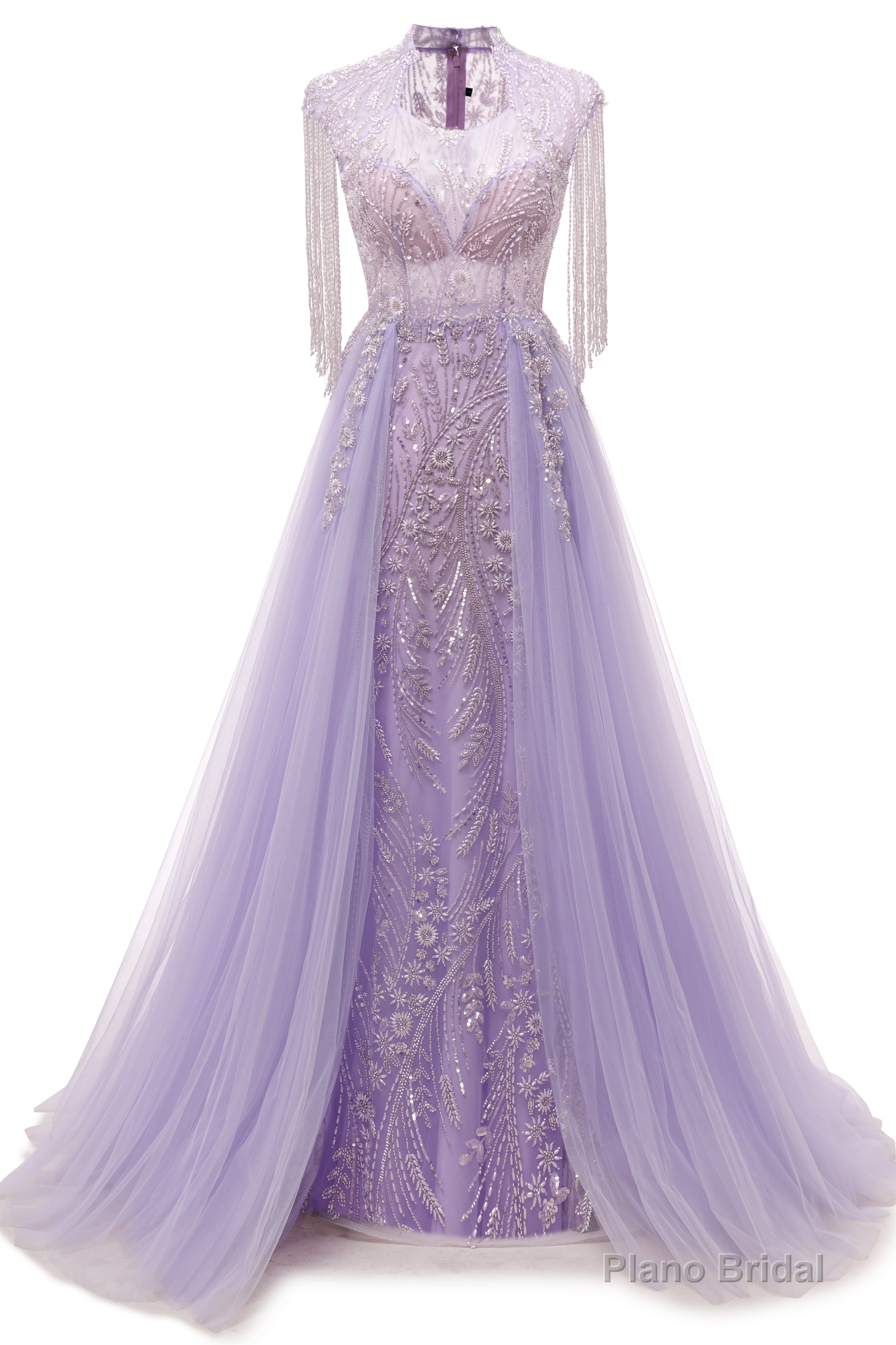 Arabic Purple Elegant A Line Beaded Tassel Luxury Dubai Evening Dresses Gowns For Women