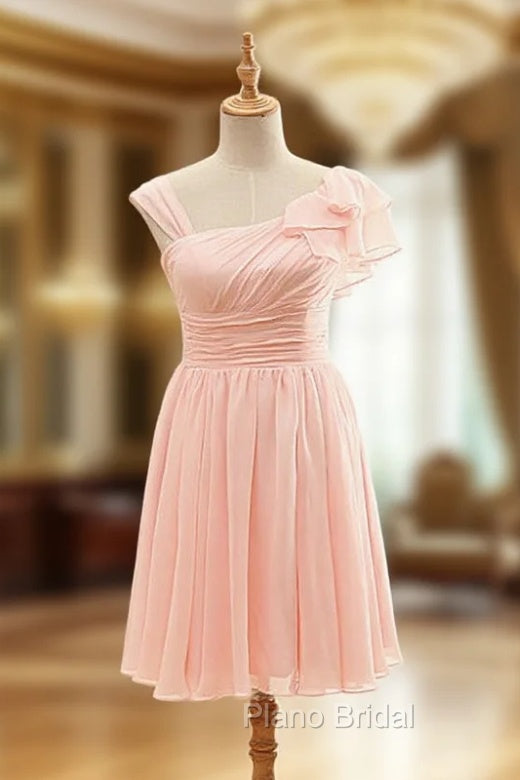 Asymmetrical Straps Pearl Pink Bridesmaid Dresses Pearl Pink Party Dresses Main image