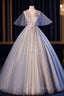 At Great Prices Blue Ball Gown Tulle Appliques V-neck Pearls Quinceanera Dresses