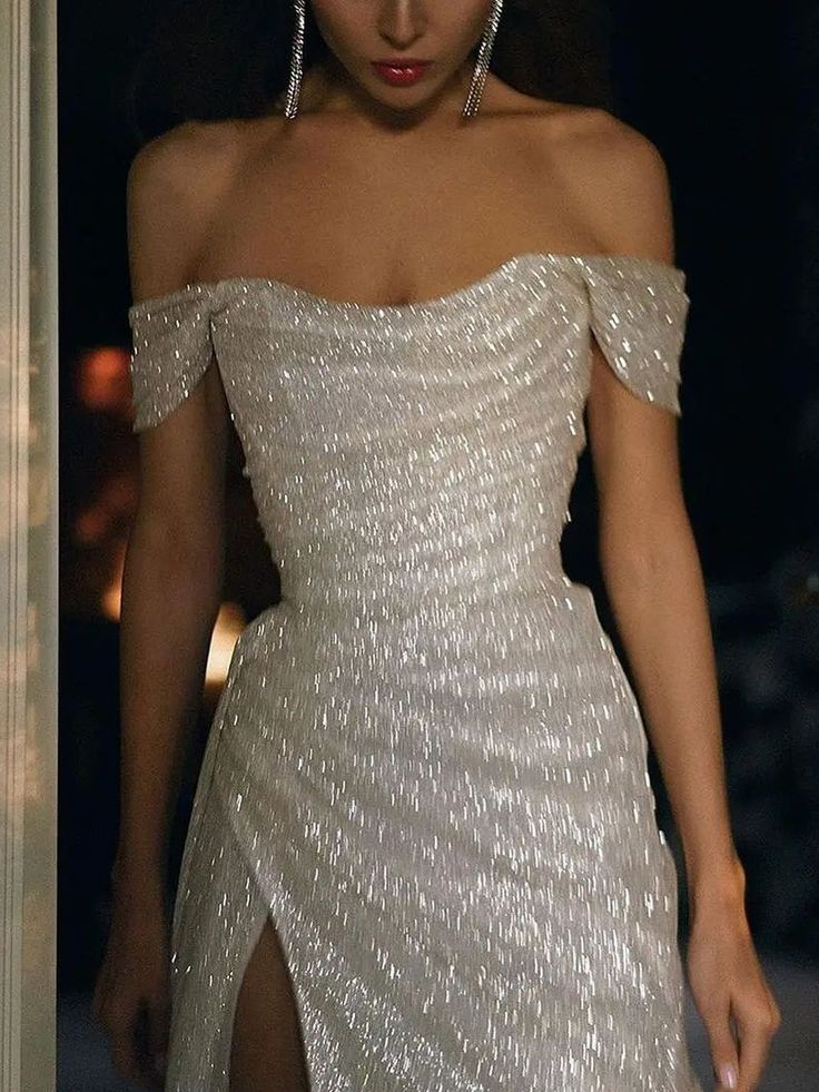 Mermaid Sweep Train Split Front Sequins Luxury Formal Evening Dresses