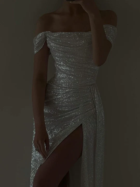 Mermaid Sweep Train Split Front Sequins Luxury Formal Evening Dresses