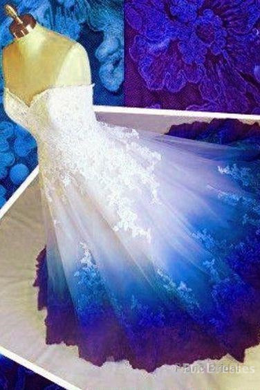 ball gown ombre prom dresses sweetheart strapless evening dresses blue applique formal dresses long prom dresses Main image