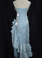 Baby Blue Vintage Floral Dresses Asymmetrical Hem Formal Prom Gown