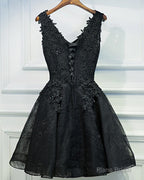 Black Lace Graduation Dresses, A Line Black Homecoming Dresses, Semi Formal Dress