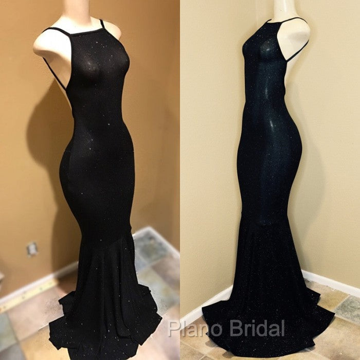 Backless black Formal Prom Dresses, sequins evening gowns