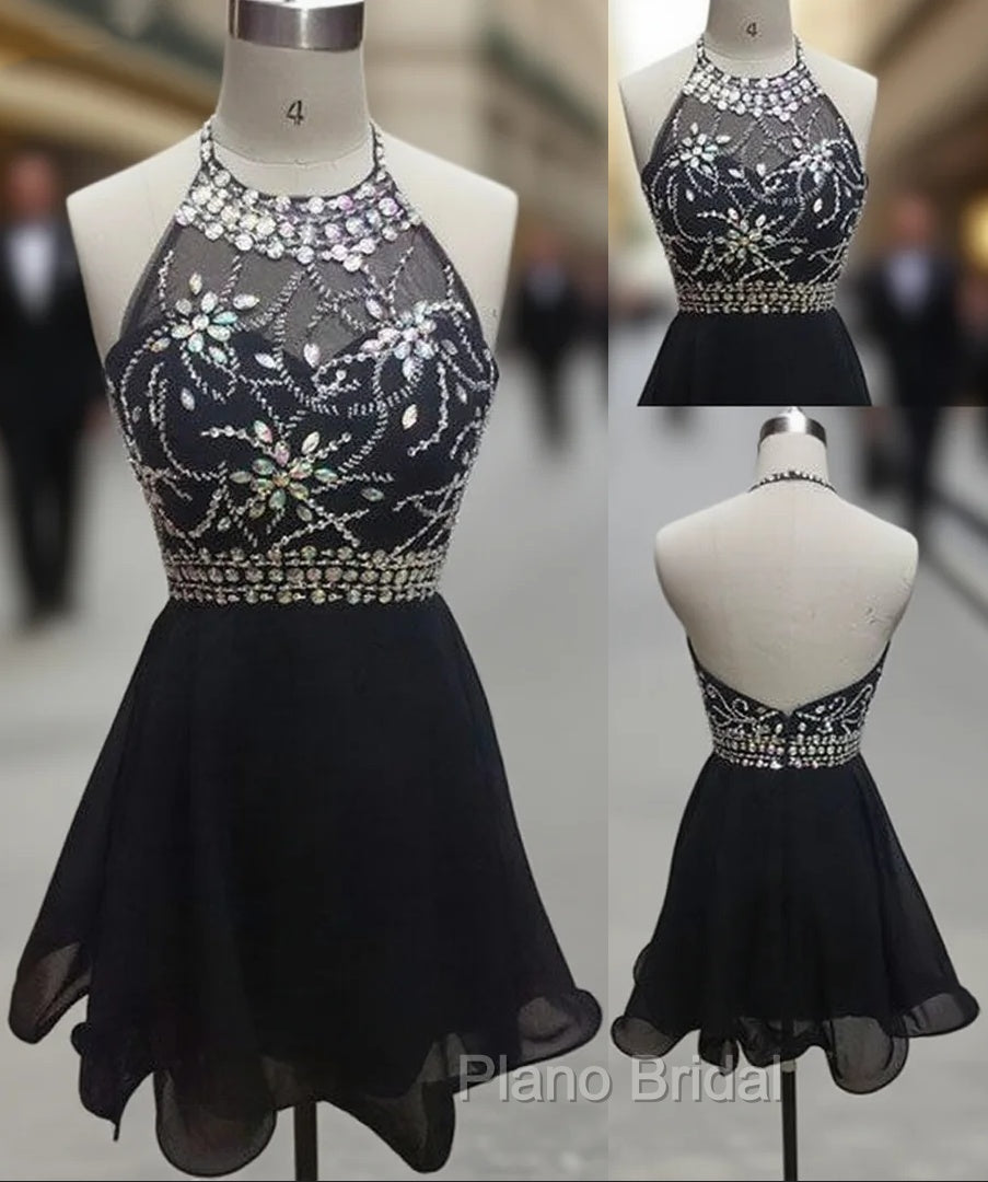 Backless Black Short Formal Prom Dresses, Cute Homecoming Dresses Main image