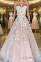 Backless Champagne Lace Formal Prom Dresses, Open Back Champagne Lace Formal Evening Dresses