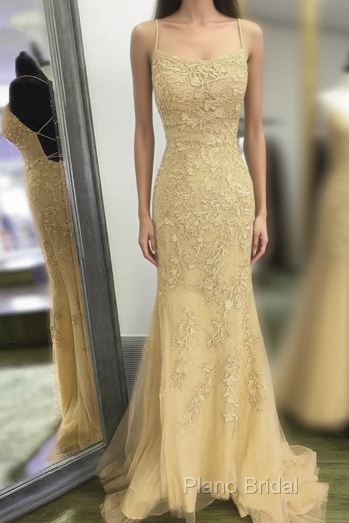 Backless Orange Lace Long Formal Prom Dresses, Mermaid Orange Lace Formal Dresses