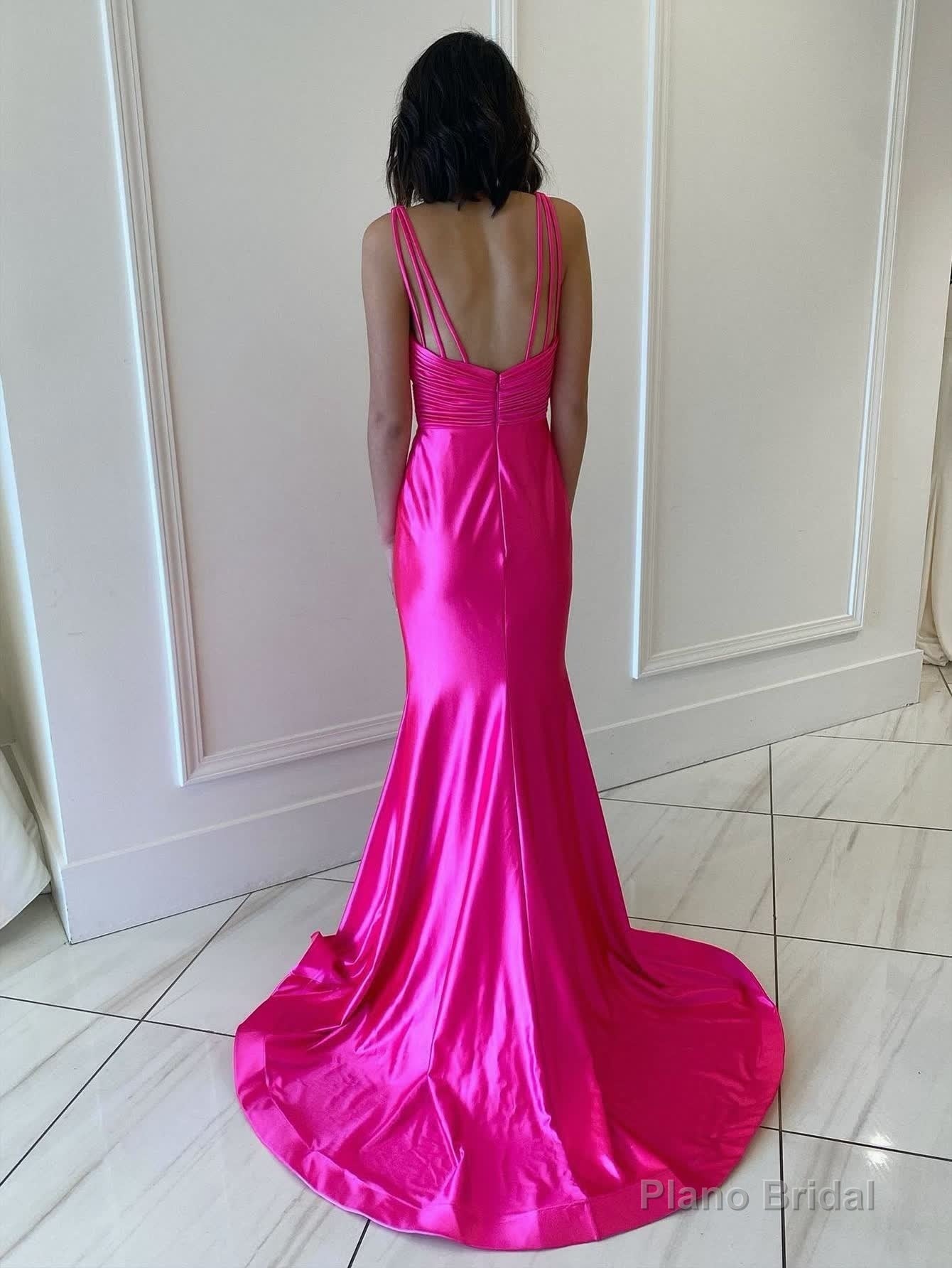 Backless Pink V Neck Long Prom Dress Secondary image
