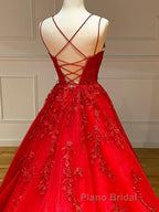 Backless Red Lace Formal Prom Dresses, Red Backless Lace Formal Evening Graduation Dresses