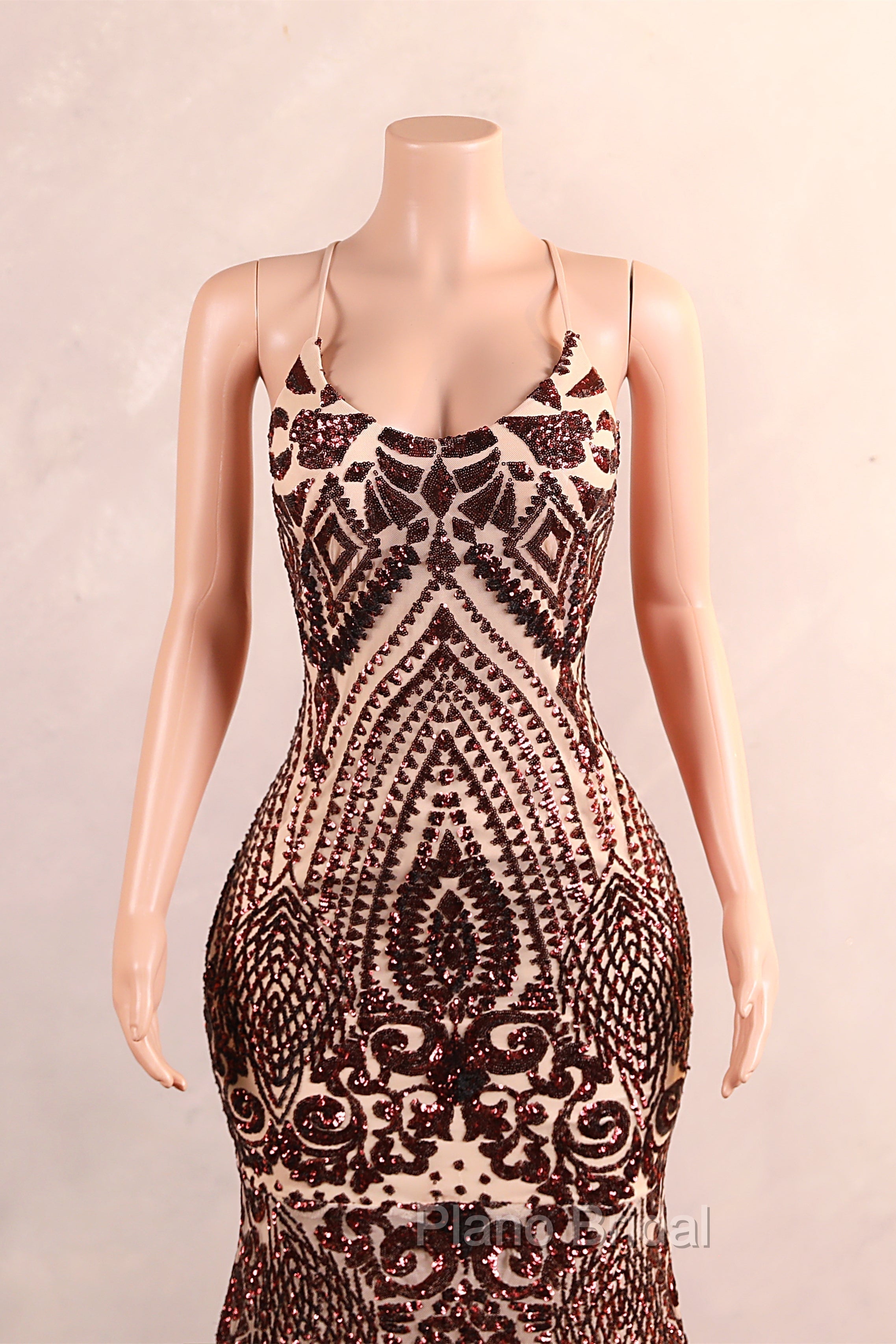 Backless Sequins Mermaid Formal Prom Dresses Burgundy Party Evening Dresses with Feather Chapel Train