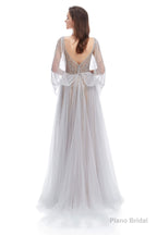 Backless V-neck Sequins Rhinestone Floor Length Prom Dresses