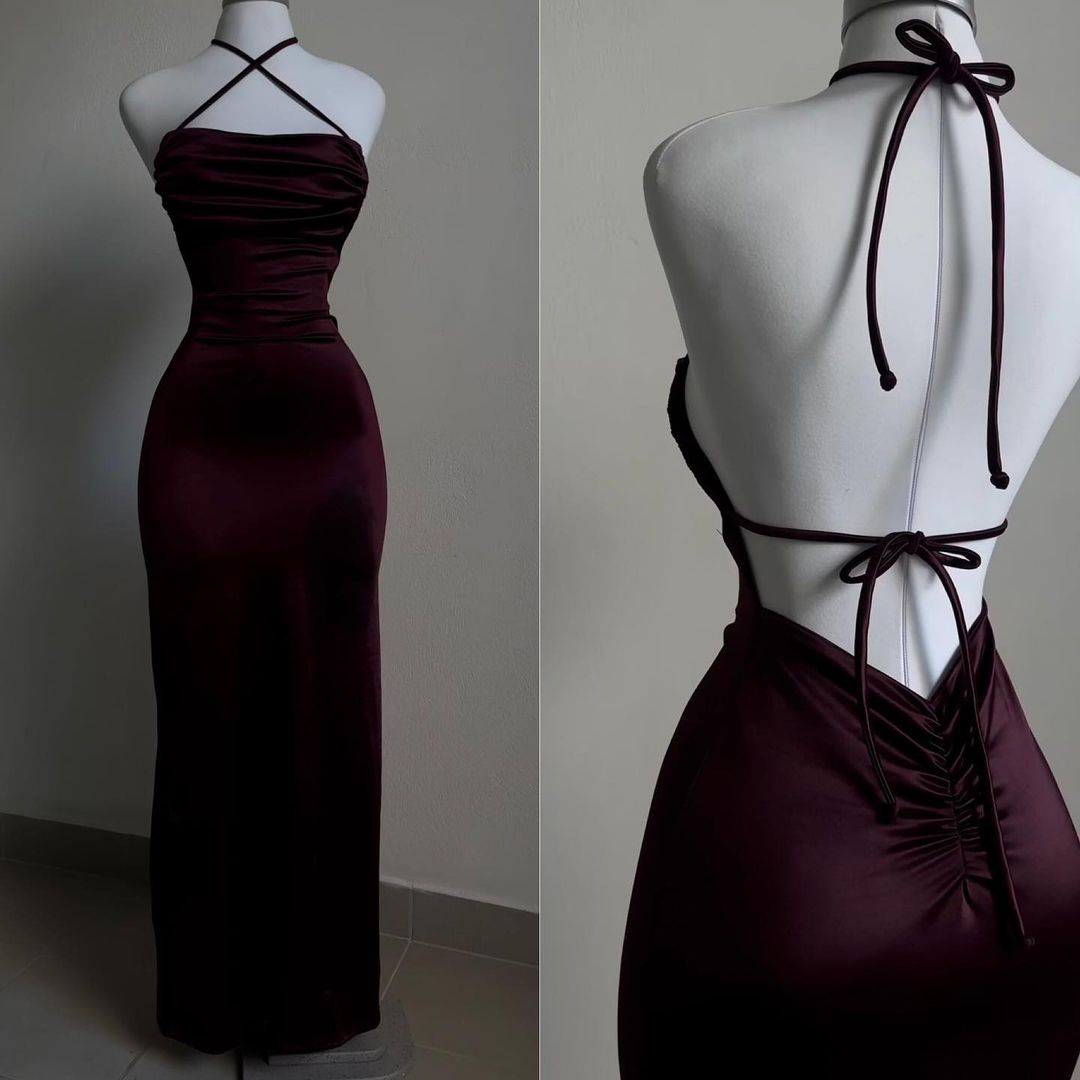 Backless Wine Red Sheath Long Formal Prom Dresses Formal Evening Party Dresses