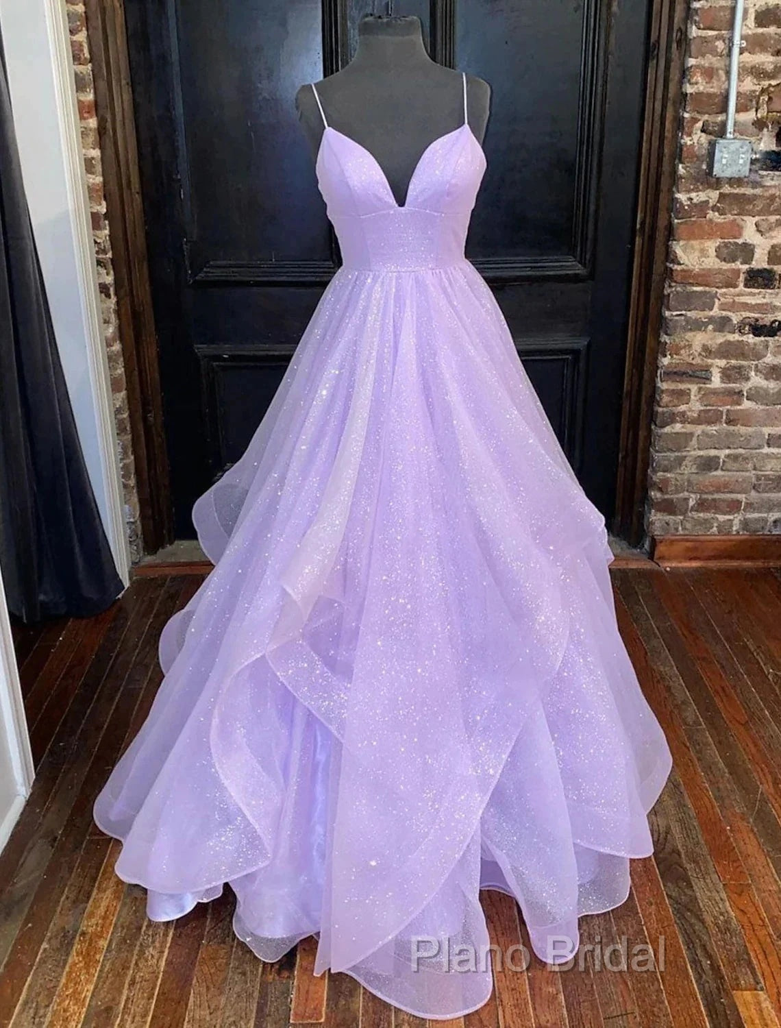 Ball Gown A-Line Formal Prom Dresses Dresses Formal Floor Length Sleeveless Tulle Backless With Pleats Ruffles Secondary image