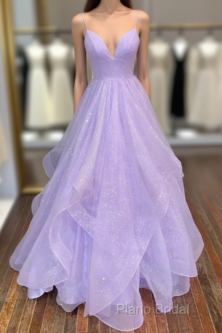 Ball Gown A-Line Formal Prom Dresses Dresses Formal Floor Length Sleeveless Tulle Backless With Pleats Ruffles Main image