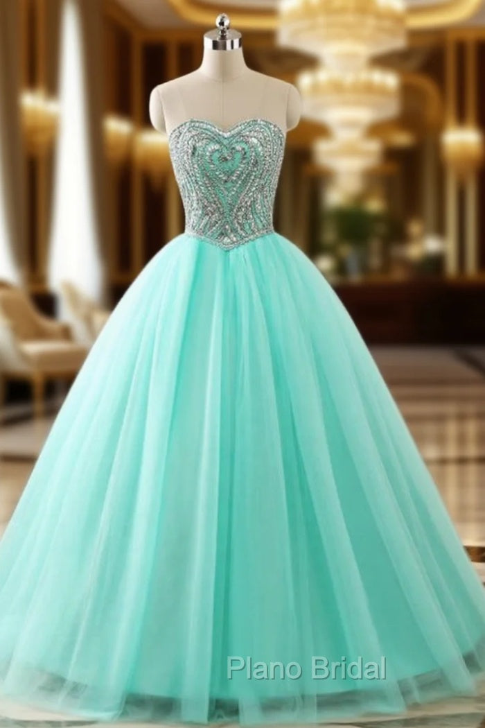 Ball Gown Beaded Crystals Sweetheart Tulle Sweet 16 Years Quinceanera Dresses