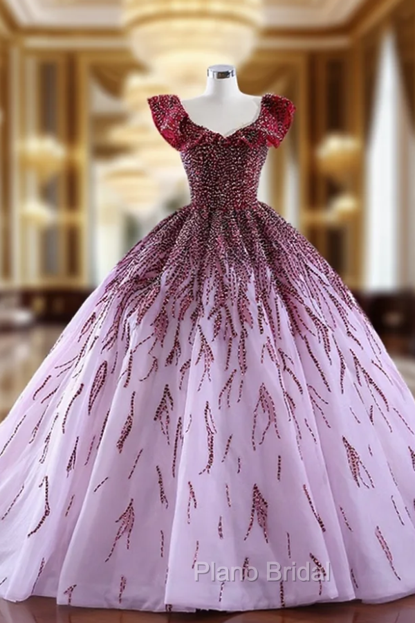 Ball Gown Beading V-neck Formal Prom Dresses Main image