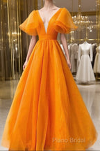 Ball Gown Formal Gown Celebrity Style Dresses Wedding Party Dresses Floor Length Short Sleeve V Neck Fall Wedding Guest Organza With Pleats Ruffles