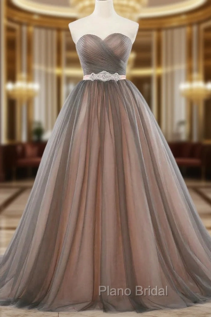 Ball Gown Gray Tulle Sweetheart With Beading Wedding Dresses Main image